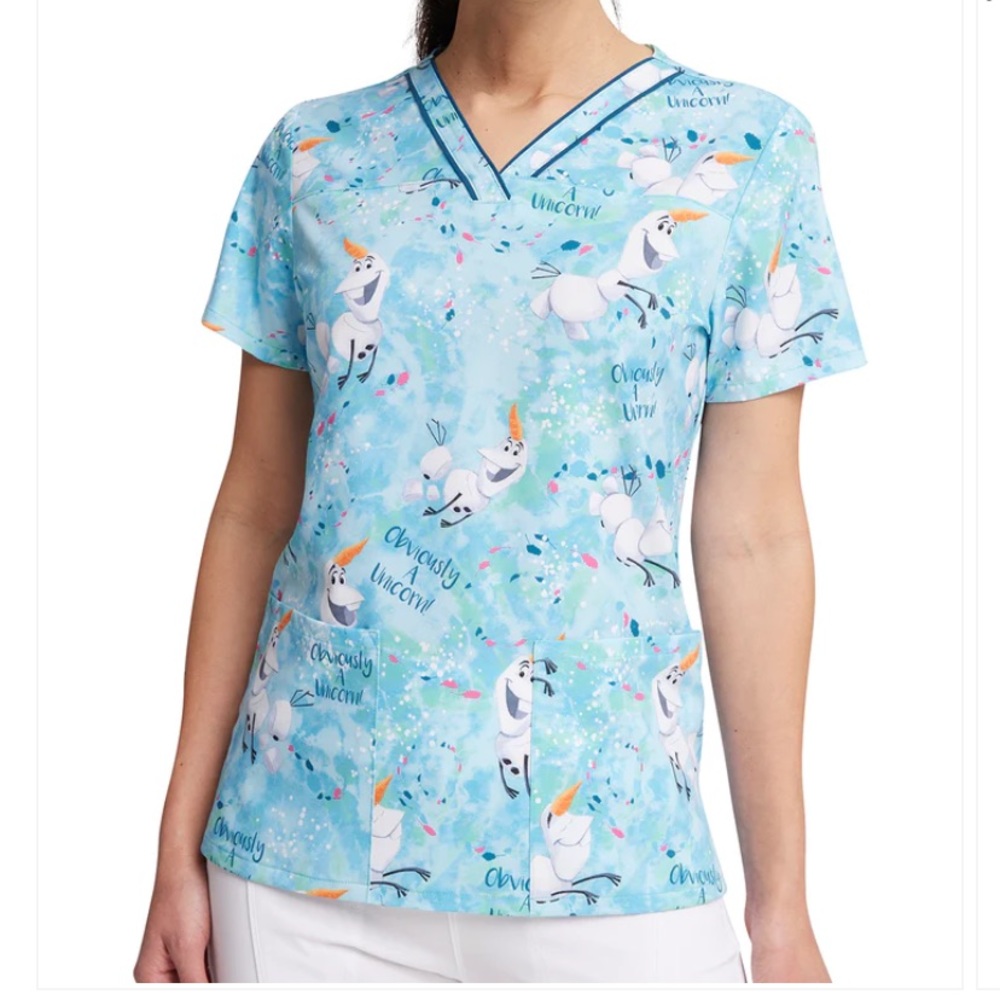 NEW DISNEY Olaf Frozen V Neck Scrub Size:2XL